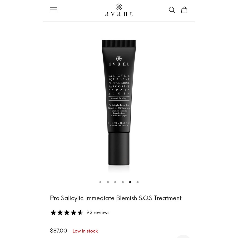 NEW Avant Pro Salicylic Immediate Blemish S.O.S Treatment 15ml Spot Cream